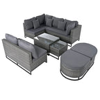 Ensemble de canapé d'extérieur modulaire 7 pièces en rotin avec table basse, combinaison libre