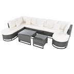 Ensemble de canapé d'extérieur modulaire 7 pièces en rotin avec table basse, combinaison libre
