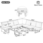 Ensemble de canapé modulable d'extérieur avec table basse, table d'appoint et sièges inclinables