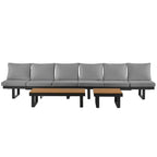 Ensemble de canapé modulable d'extérieur avec table basse, table d'appoint et sièges inclinables