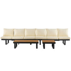 Ensemble de canapé modulable d'extérieur avec table basse, table d'appoint et sièges inclinables