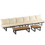 Ensemble de canapé modulable d'extérieur avec table basse, table d'appoint et sièges inclinables