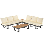 Ensemble de canapé modulable d'extérieur avec table basse, table d'appoint et sièges inclinables