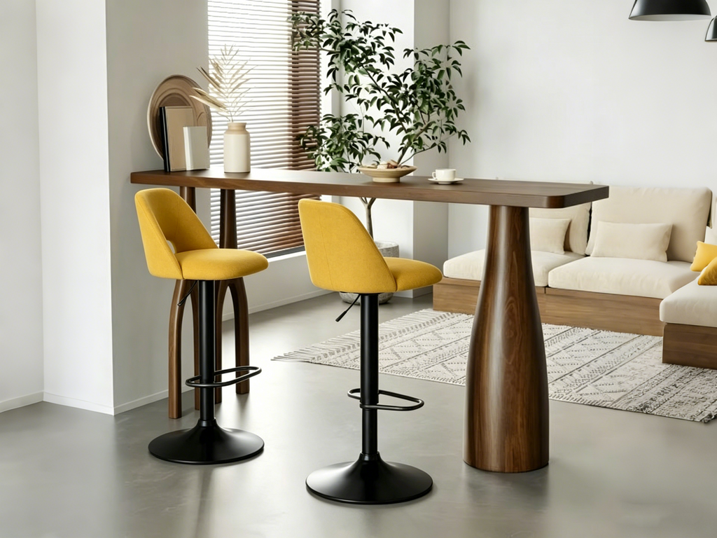 Tabouret de bar pivotant réglable en hauteur avec une base plus large de 17,7 po, en vinyle, ensemble de 2 - 32x17x17