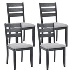 Lot de 4 chaises de salle à manger en bois à dossier à lattes