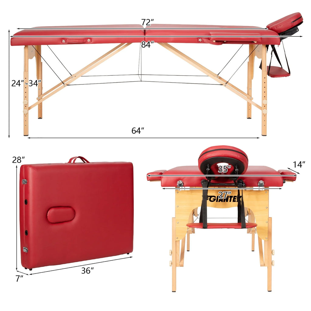 Table de Massage Portable 84L Réglable pour Soins du Visage, Tatouage, avec Housse de Transport