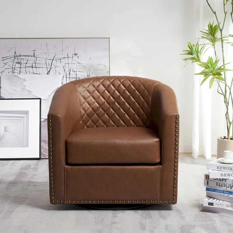 Fauteuil à barillet pivotant en cuir PU touffeté KINWELL 29
