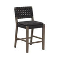 Nathan James Cohen Woven Faux Leather Counter Height Barstool Black: Rubberwood Frame, Saddle Seat, Stud Detail