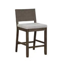 Nathan James Linus Counter Height Barstool Brushed Dark Brown Wood Gray Linen: Upholstered, Rubberwood Frame, 300lb Capacity