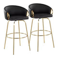 LumiSource Set of 2 Claire Barstools Gold/Black PU