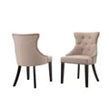Carolina Living Set of 2 Ella Tufted Back Upholstered Nail Head Chair Espresso/Cream: Wingback, Linen Fabric, Wood Legs
