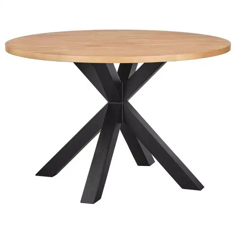 Lifestorey Gilcrest Round Dining Table Black/Natural: Mid-Century Modern, 4-Seater, Rubberwood Base