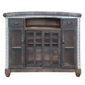 Rahma 55" Wine Racks Antique Black Top Grain Leather and Aluminum - Acme Furniture