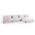 HOMES: Inside + Out Plumeria L Shaped Sectional Right Chaise with Feather Blend Cushions Linen White