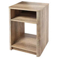 Storied Home Radius Nightstand Square Cube Storage Compartment Coastal Oak : Modern Farmhouse Style, Scratch-Resistant, Device Charging Slot