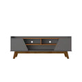 Marcus Mid-Century Modern 5 Shelf TV Stand for TVs up to 65": Solid Pine Legs, Cable Management - Manhattan Comfort