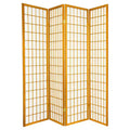 6 ft. Tall Window Pane Shoji Screen - Honey (4 Panels): Oriental Furniture, Hardwood Frame, Metal Hardware