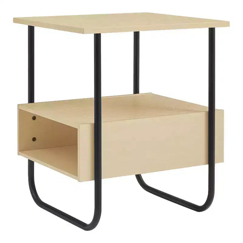 24/7 Shop At Home 19" Songcraft Contemporary End Table: Metal Frame, Open Shelf, Light Maple