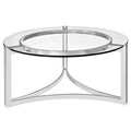 Signet Stainless Steel Coffee Table Silver - Modway: Chic Round Glass Top, Loop Leg Design, 36" Height