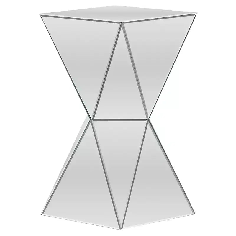 Rebecca Contemporary Multi-Faceted Mirrored Side Table - Baxton Studio