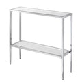 Breighton Home Nadia Glass Chrome Entryway Hall Table with Shelf in Glass/Chrome