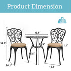 Ensemble de 3 pièces pour terrasse extérieure en aluminium avec table papillon, chaises et trou pour parasol