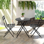 Ensemble bistrot pliant en métal 3 pièces, salon de conversation intérieur/extérieur résistant aux intempéries pour patio, cour, jardin