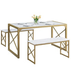 Table à manger 3 pièces VECELO avec banc, ensemble de table de salle à manger pour 4-6 personnes, table de cuisine avec 2 bancs, ensemble de table à manger