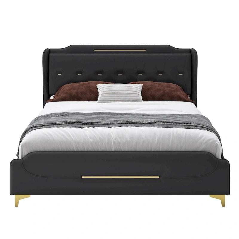 Lit rembourré moderne en cuir PU Uphou par Christopher Knight Home