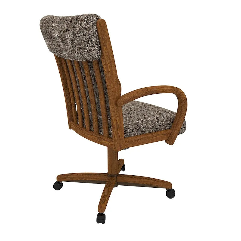 Chaise de salle à manger à roulettes Chromcraft Darell, finition châtaignier