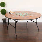 Table de banquet ronde pliante en bois de 60 pouces avec dessus fini