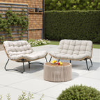 Causeuse double Papasan avec coussin, rotin PE tout temps et cadre en métal pour l'intérieur et l'extérieur