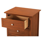Table de chevet Daniel de style transitionnel en bois, à 3 tiroirs