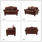 Canapé Angel Transitional en Cuir Véritable avec Dossier Capitonnée par HULALA HOME