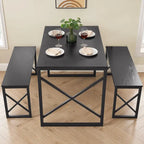 Table à manger 3 pièces VECELO avec banc, ensemble de table de salle à manger pour 4-6 personnes, table de cuisine avec 2 bancs, ensemble de table à manger