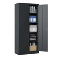 Armoire de rangement de garage en métal 72H, armoire de rangement noire en acier avec portes et 4 étagères