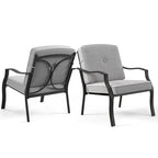 Gymax Lot de 2 chaises de salle à manger d'extérieur en métal robustes avec coussins