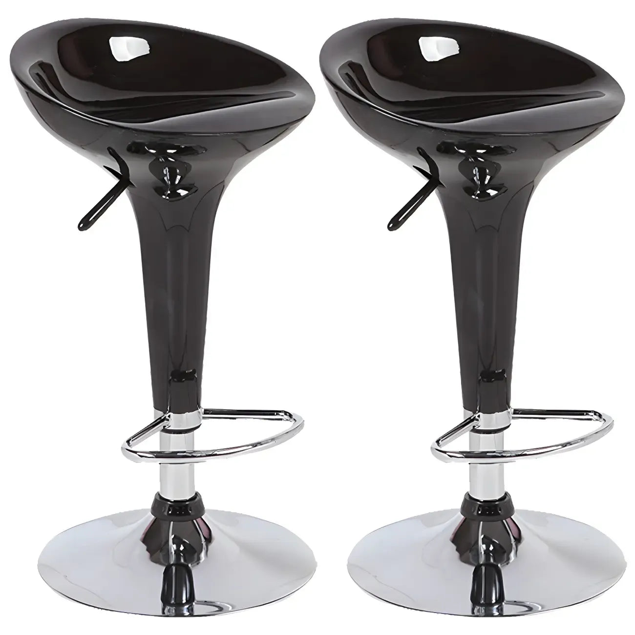Tabouret de bar pivotant en plastique chromé réglable en hauteur