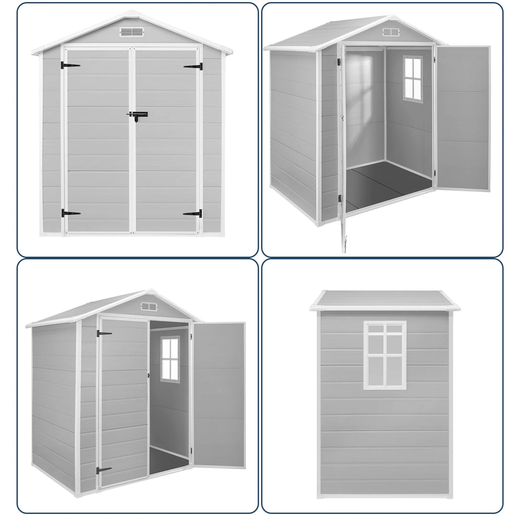 Abri de jardin en résine toutes saisons avec plancher, 1,8 m x 1,2 m/1,8 m x 2,4 m/2,4 m x 1,8 m/2,4 m x 3 m, Spire Tool Shed