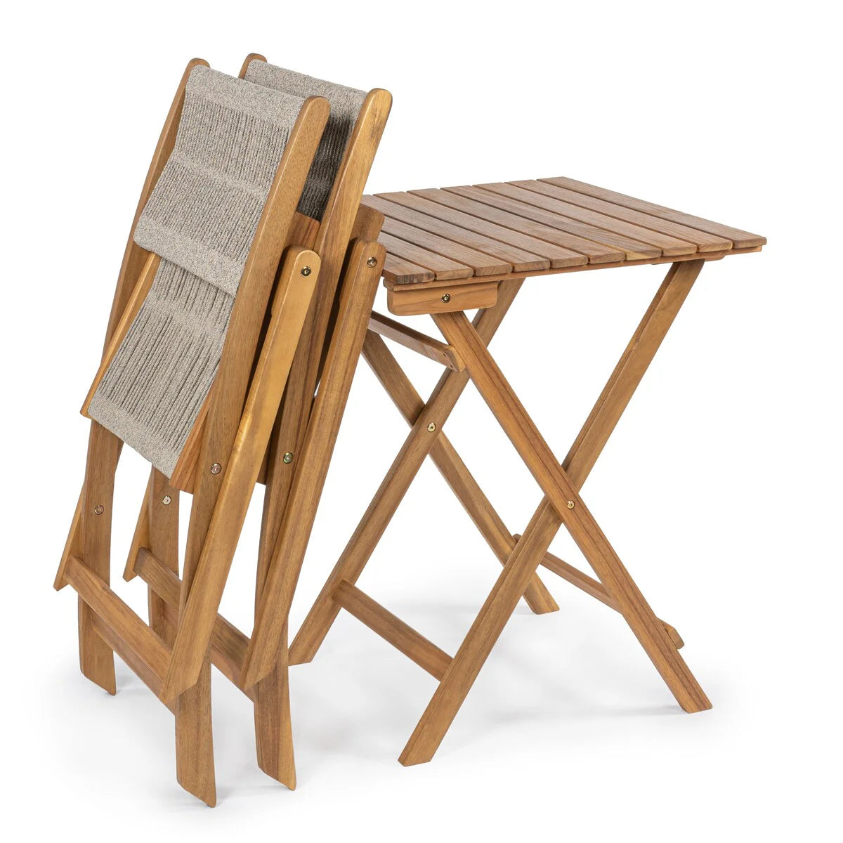 Ensemble bistrot pliant d'extérieur 3 pièces Cadiz Modern Coastal en bois d'acacia, par JONATHAN Y
