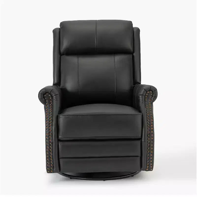 Fauteuil inclinable manuel Irène en cuir véritable, 77,5 cm de large, avec accoudoirs roulés | ART OF LIVING DESIGNS