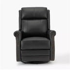 Fauteuil inclinable manuel Irène en cuir véritable, 77,5 cm de large, avec accoudoirs roulés | ART OF LIVING DESIGNS
