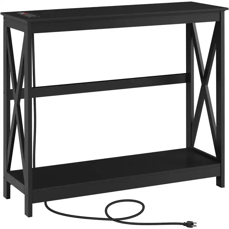Yaheetech Table Console à 2 Niveaux avec Prise pour Couloir/Salon