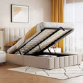 Linen Upholstered Platform Bed With Hydraulic Storage System - ModernLuxe