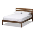 Elmdon Mid Century Modern Solid Wood Slatted Headboard Style Platform Bed Brown - Baxton Studio