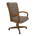 Chaise de salle à manger à roulettes Chromcraft Darell, finition châtaignier
