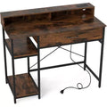 Costway 42 Computer Desk with Drawer and 2-tier Shelf Writing Gaming Desk with Top Shelf for Home Office
