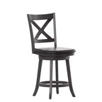 Emma and Oliver Wooden Crossback Pub Style Barstool with Padded Faux Leather Swivel Seat
