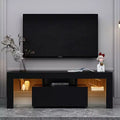 Meuble TV moderne pour téléviseurs jusqu'à 55'', meuble console TV, centre de divertissement avec lumières LED-ModernLuxe
