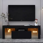 Meuble TV moderne pour téléviseurs jusqu'à 55'', meuble console TV, centre de divertissement avec lumières LED-ModernLuxe